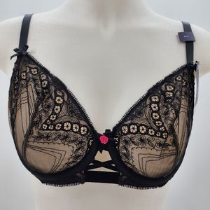 Cacique Lane Bryant 34C Unlined Lace Balconette Bra  NWT